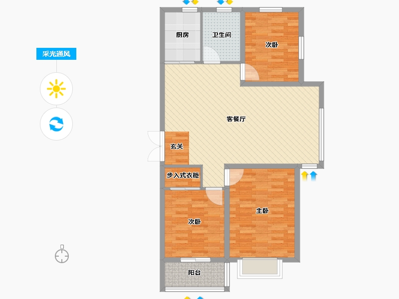 山东省-枣庄市-育祥花园-88.12-户型库-采光通风