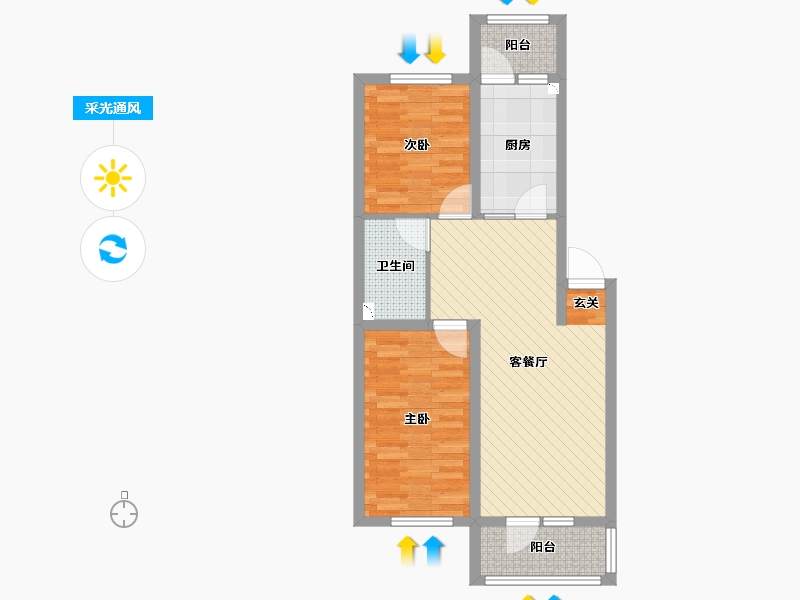 黑龙江省-哈尔滨市-学府路145号-66.74-户型库-采光通风