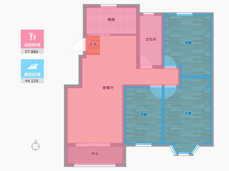 河南省-安阳市-田园小区-89.02-户型库-动静分区