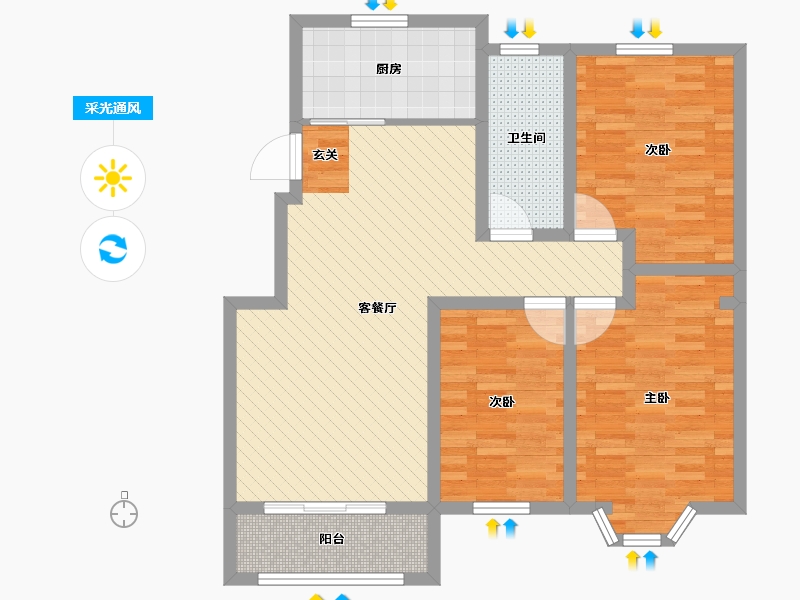 河南省-安阳市-田园小区-89.02-户型库-采光通风