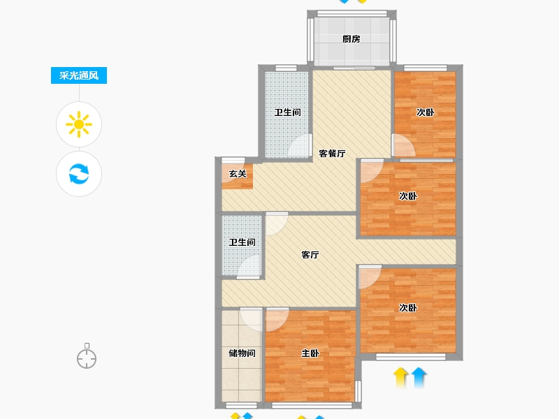 山东省-烟台市-幸国里小区-95.51-户型库-采光通风