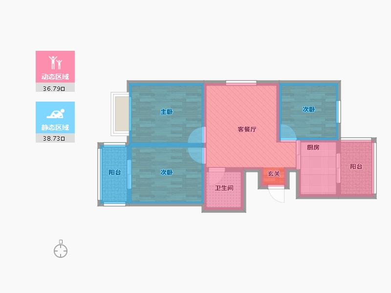 山西省-晋城市-金山凤凰苑-64.15-户型库-动静分区