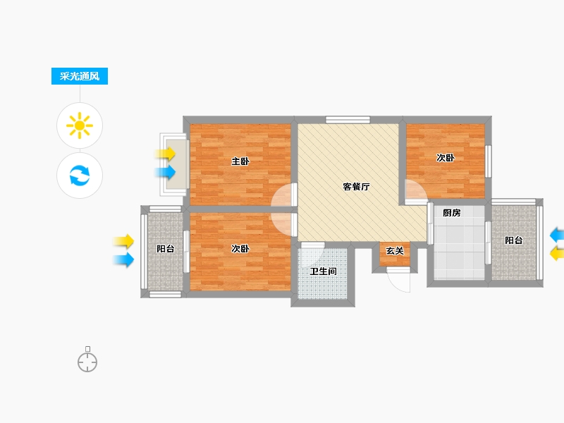 山西省-晋城市-金山凤凰苑-64.15-户型库-采光通风