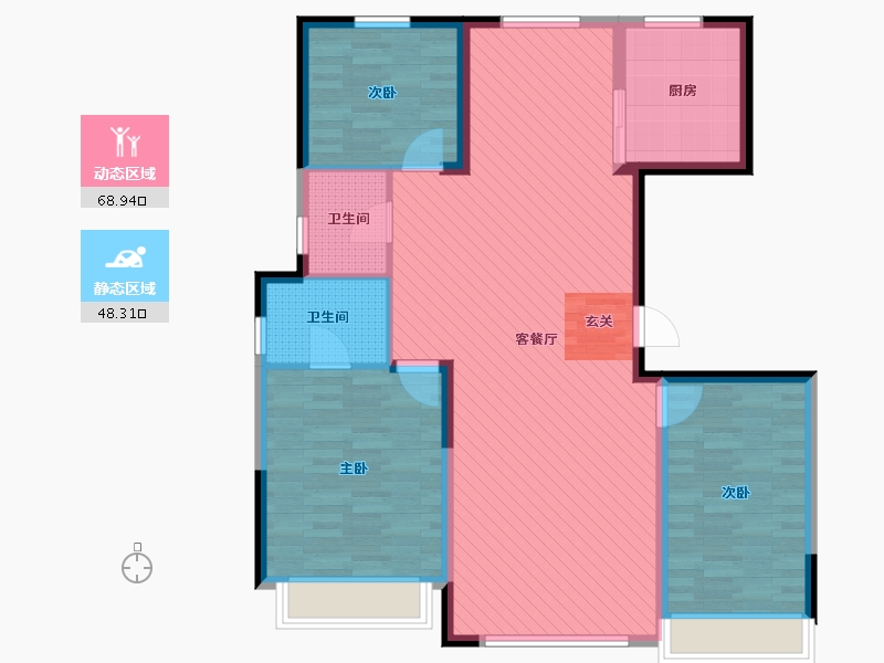 宁夏回族自治区-银川市-世悦府-105.55-户型库-动静分区