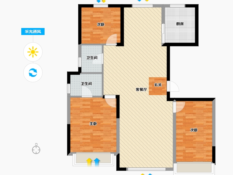 宁夏回族自治区-银川市-世悦府-105.55-户型库-采光通风