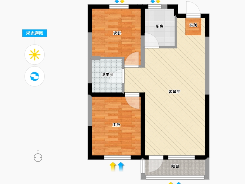 辽宁省-沈阳市-中铁香湖-59.68-户型库-采光通风