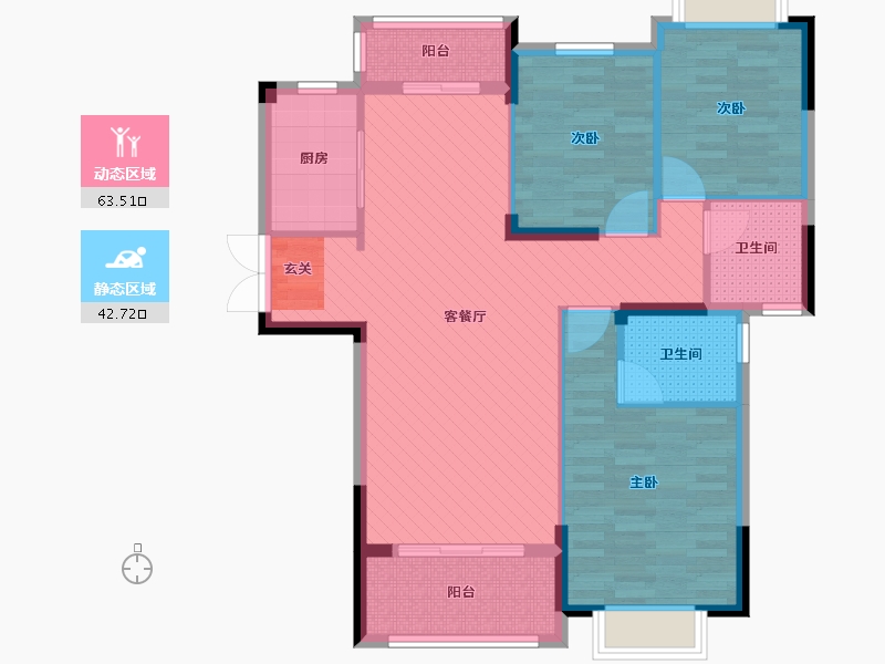 湖南省-常德市-澧县凯鸿星城-94.23-户型库-动静分区