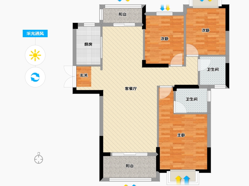 湖南省-常德市-澧县凯鸿星城-94.23-户型库-采光通风