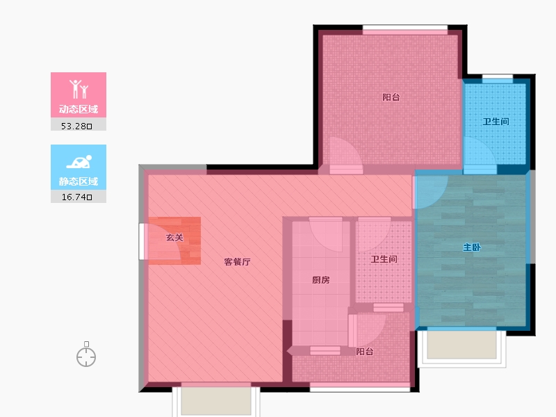 湖北省-宜昌市-华翔双子星座-60.74-户型库-动静分区