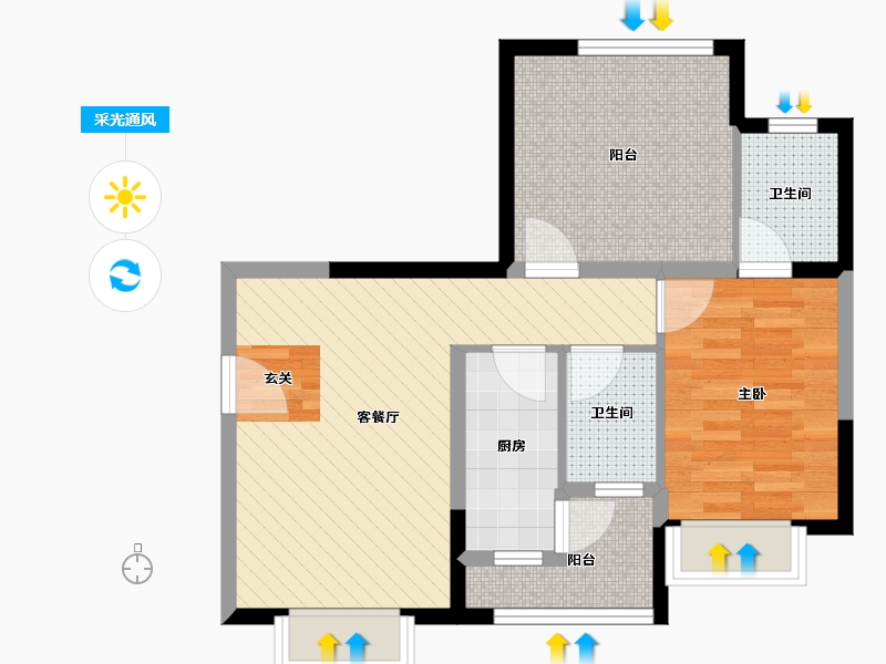 湖北省-宜昌市-华翔双子星座-60.74-户型库-采光通风