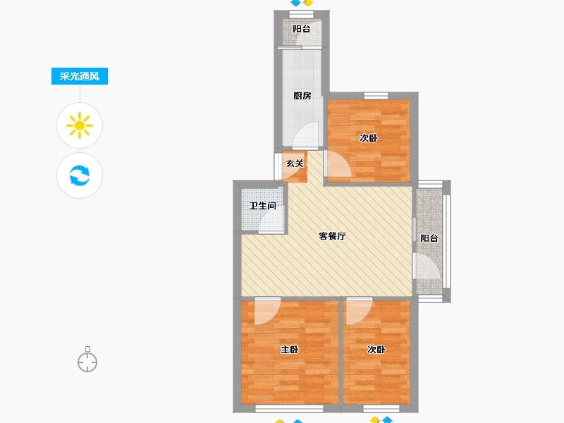 北京-北京市-龙华园东区-53.89-户型库-采光通风