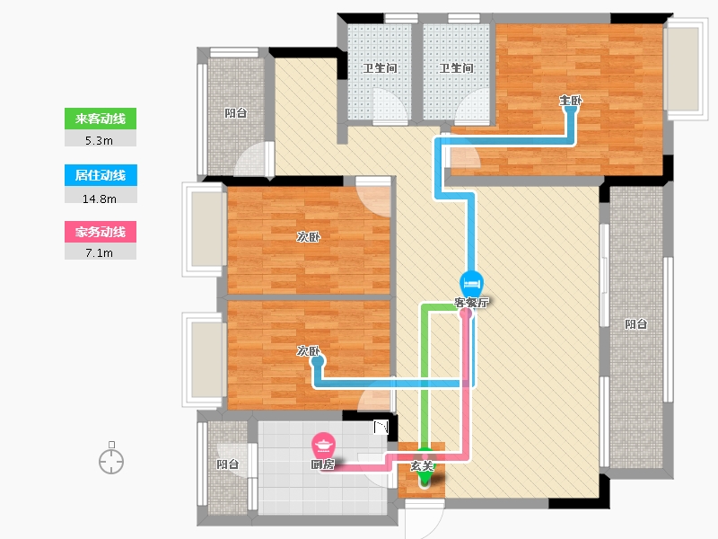 四川省-成都市-中洲公园蓝湖郡-111.70-户型库-动静线