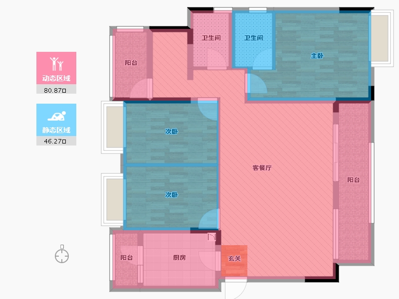 四川省-成都市-中洲公园蓝湖郡-111.70-户型库-动静分区