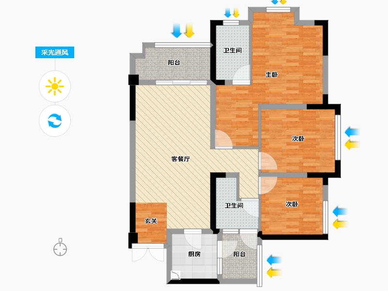 四川省-巴中市-置信・逸都花园-92.26-户型库-采光通风