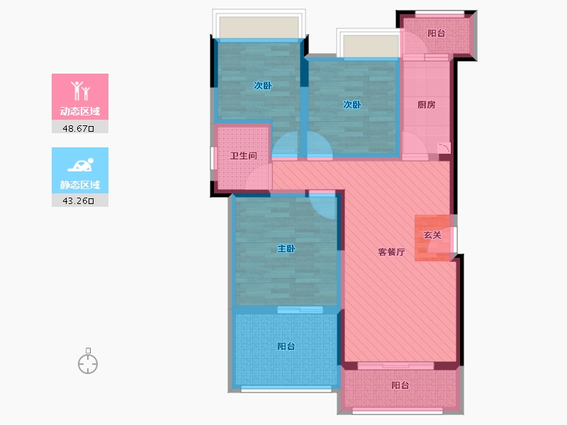 重庆-重庆市-渝能长悦府-78.62-户型库-动静分区