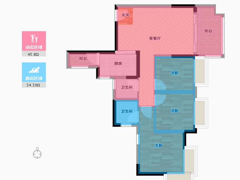 四川省-南充市-领秀清华小区-68.68-户型库-动静分区