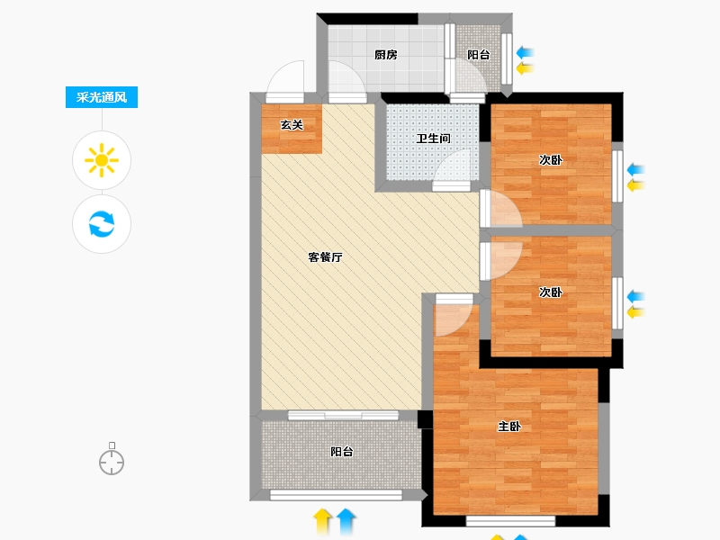 四川省-成都市-蜀南春郡-71.01-户型库-采光通风