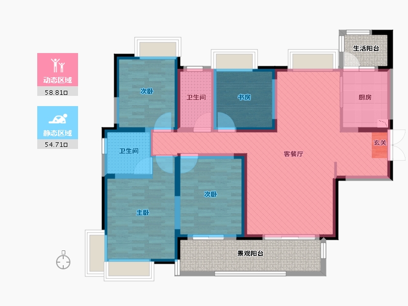 陕西省-汉中市-汉上第一街-113.61-户型库-动静分区