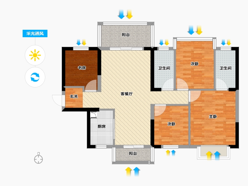 广西壮族自治区-南宁市-联发君悦-91.96-户型库-采光通风