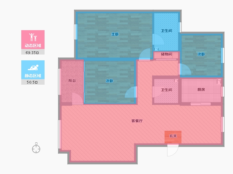 宁夏回族自治区-银川市-鲁银拾城塾(北区)-106.53-户型库-动静分区