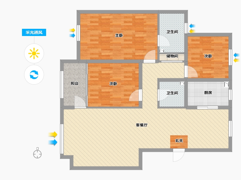 宁夏回族自治区-银川市-鲁银拾城塾(北区)-106.53-户型库-采光通风