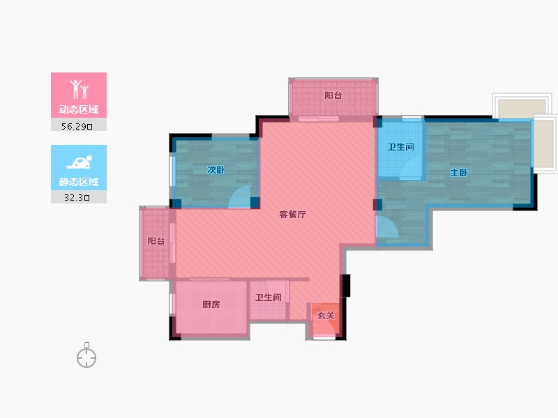 浙江省-温州市-乐清市文峰花苑-79.27-户型库-动静分区