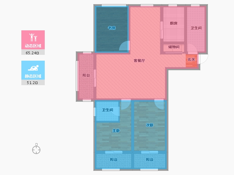 山东省-烟台市-龙门山水华庭-99.90-户型库-动静分区