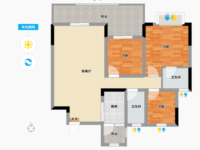 贵州省-黔南布依族苗族自治州-水岸公馆-85.04-户型库-采光通风