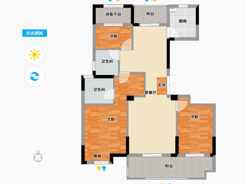 江苏省-泰州市-黄桥佳源广场-101.35-户型库-采光通风