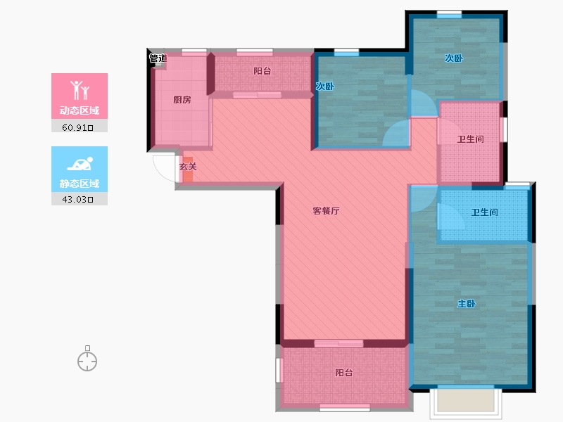 湖南省-怀化市-恒大帝景-91.41-户型库-动静分区