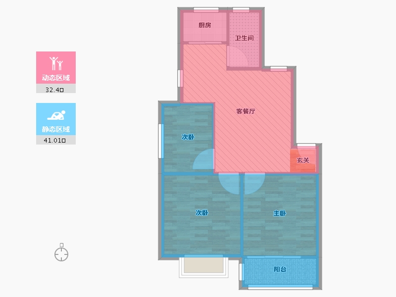 江苏省-南京市-谭桥公寓-65.60-户型库-动静分区