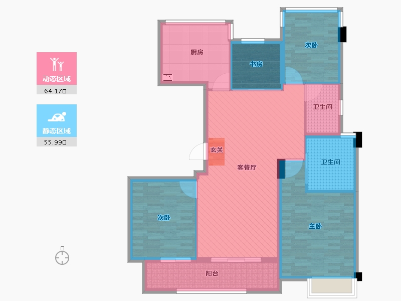 浙江省-宁波市-雅戈尔新长岛-107.00-户型库-动静分区