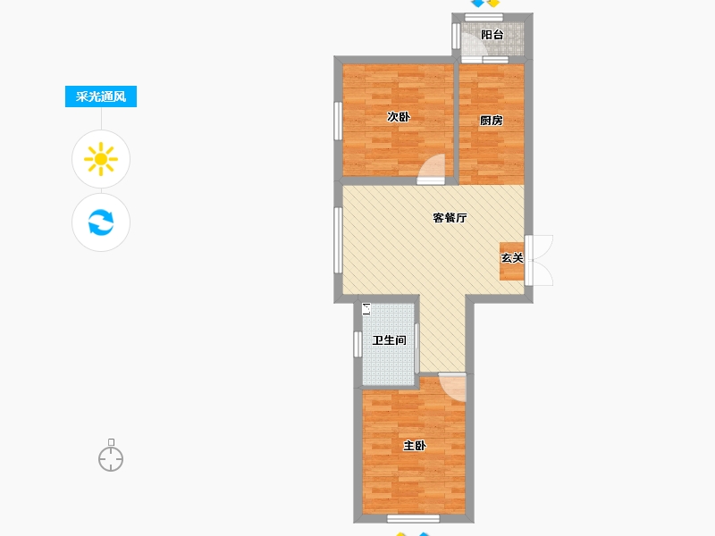 黑龙江省-哈尔滨市-颐品雅居-60.14-户型库-采光通风