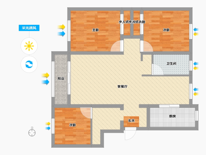 河北省-唐山市-兰庭华府-81.87-户型库-采光通风