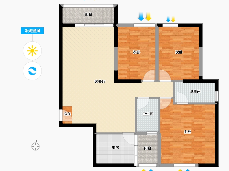 福建省-泉州市-梅龙小区-104.67-户型库-采光通风