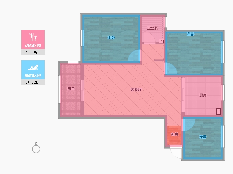 江苏省-南通市-金雅中央城-76.10-户型库-动静分区