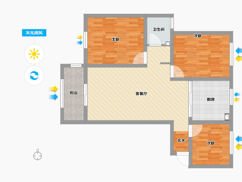 江苏省-南通市-金雅中央城-76.10-户型库-采光通风