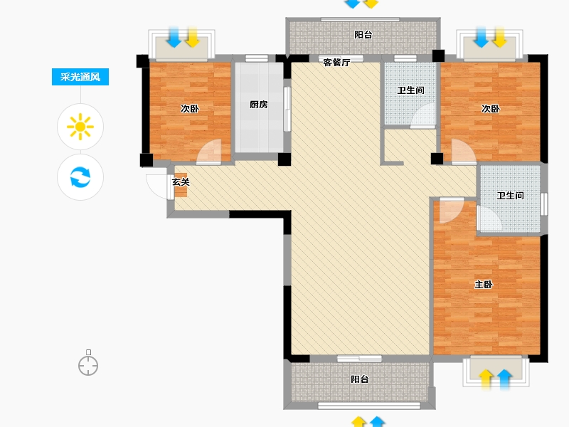 福建省-泉州市-新景广海外滩-117.59-户型库-采光通风