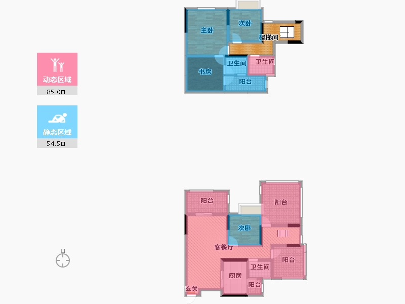 重庆-重庆市-合川香悦里-128.11-户型库-动静分区