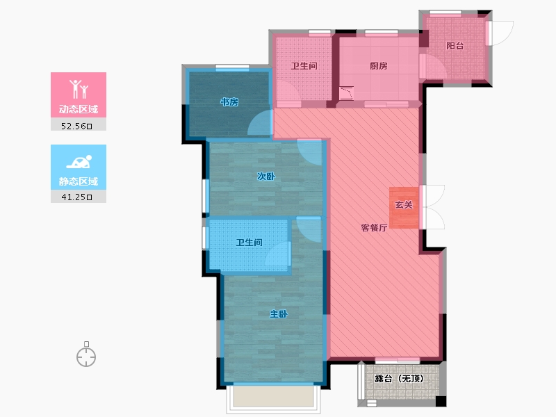 浙江省-嘉兴市-彩虹广场-85.53-户型库-动静分区