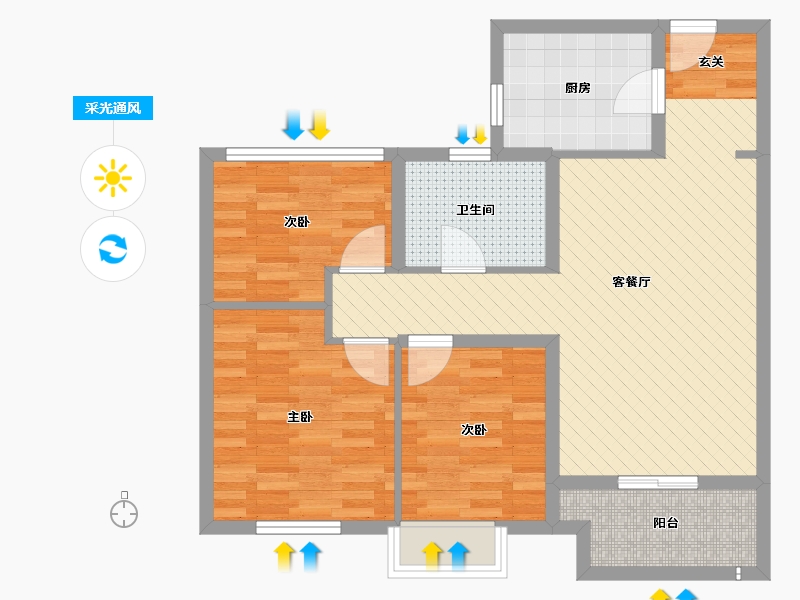 江苏省-苏州市-万科碧桂园-80.00-户型库-采光通风