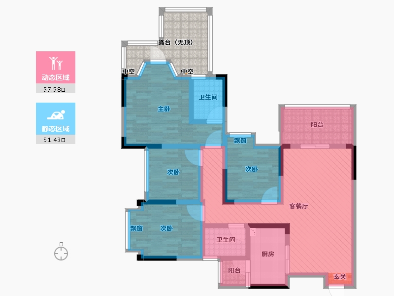 重庆-重庆市-香悦里-102.24-户型库-动静分区