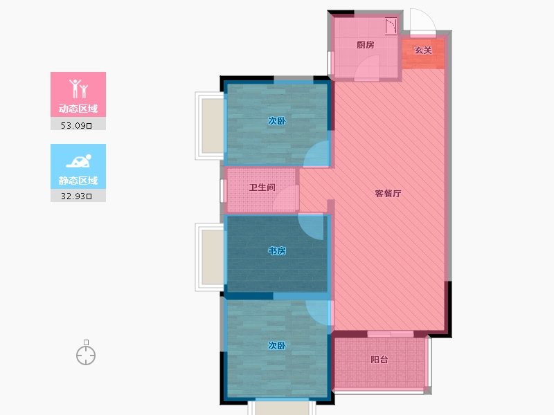 湖南省-张家界市-金域滨江-76.05-户型库-动静分区