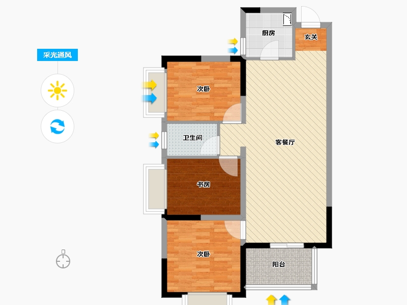 湖南省-张家界市-金域滨江-76.05-户型库-采光通风