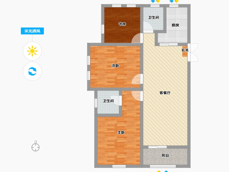 浙江省-宁波市-星海湾-92.00-户型库-采光通风