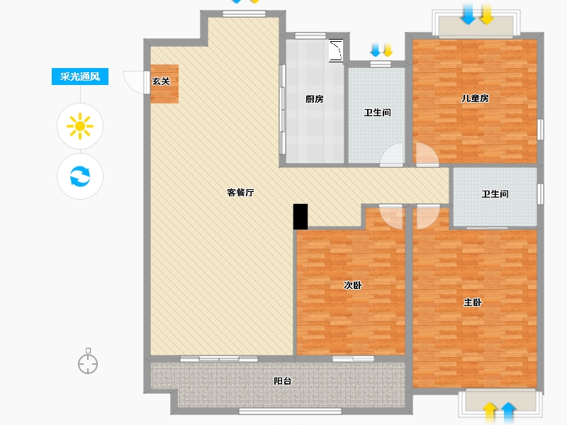 广东省-广州市-中颐海伦堡花样年华-180.03-户型库-采光通风