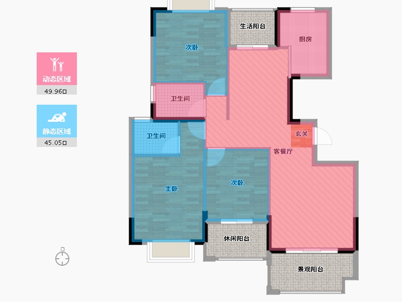 湖南省-衡阳市-鸿都英伦星海湾-99.97-户型库-动静分区