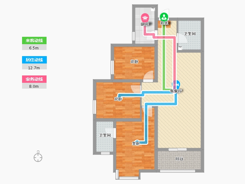 陕西省-西安市-西勘小区-92.37-户型库-动静线