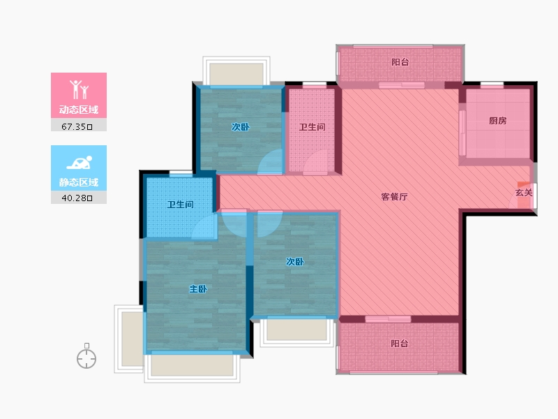 广东省-揭阳市-阳光丽景-94.75-户型库-动静分区