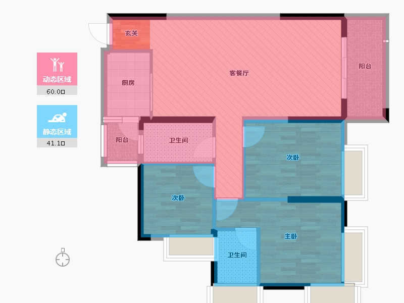 湖北省-黄石市-宏维华仁北郡-89.28-户型库-动静分区